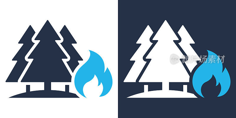 森林火灾图标。固体图标矢量插图。用于网站设计，logo, app，模板，ui等。